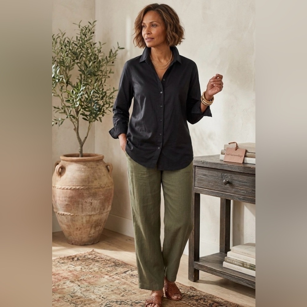 Soft Surroundings Black Button-down Blouse NWOT